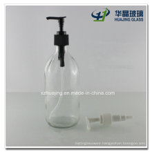 500ml Clear Boston Glass Bottle with Plastic Pump